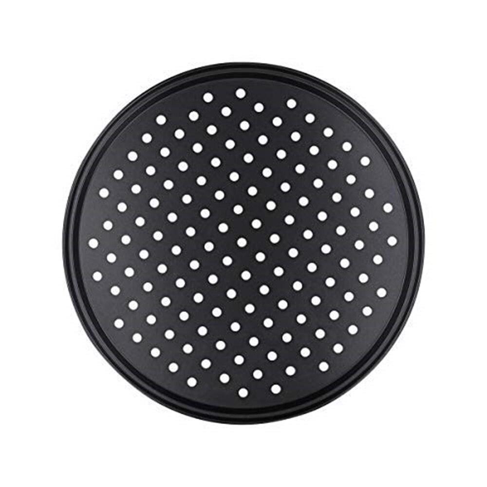 Forma de pizza perfurada de aço carbono antiaderente para forno com furos, prato de cozimento, suporte para utensílios de cozimento