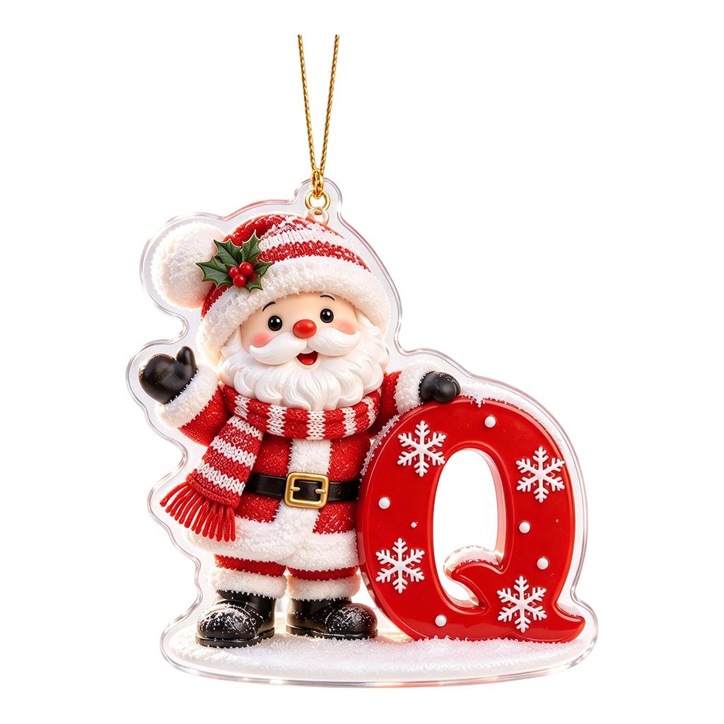 2D Acrylic Christmas Hanging Ornament with Scarf Letter Design for Holiday Tree Decor