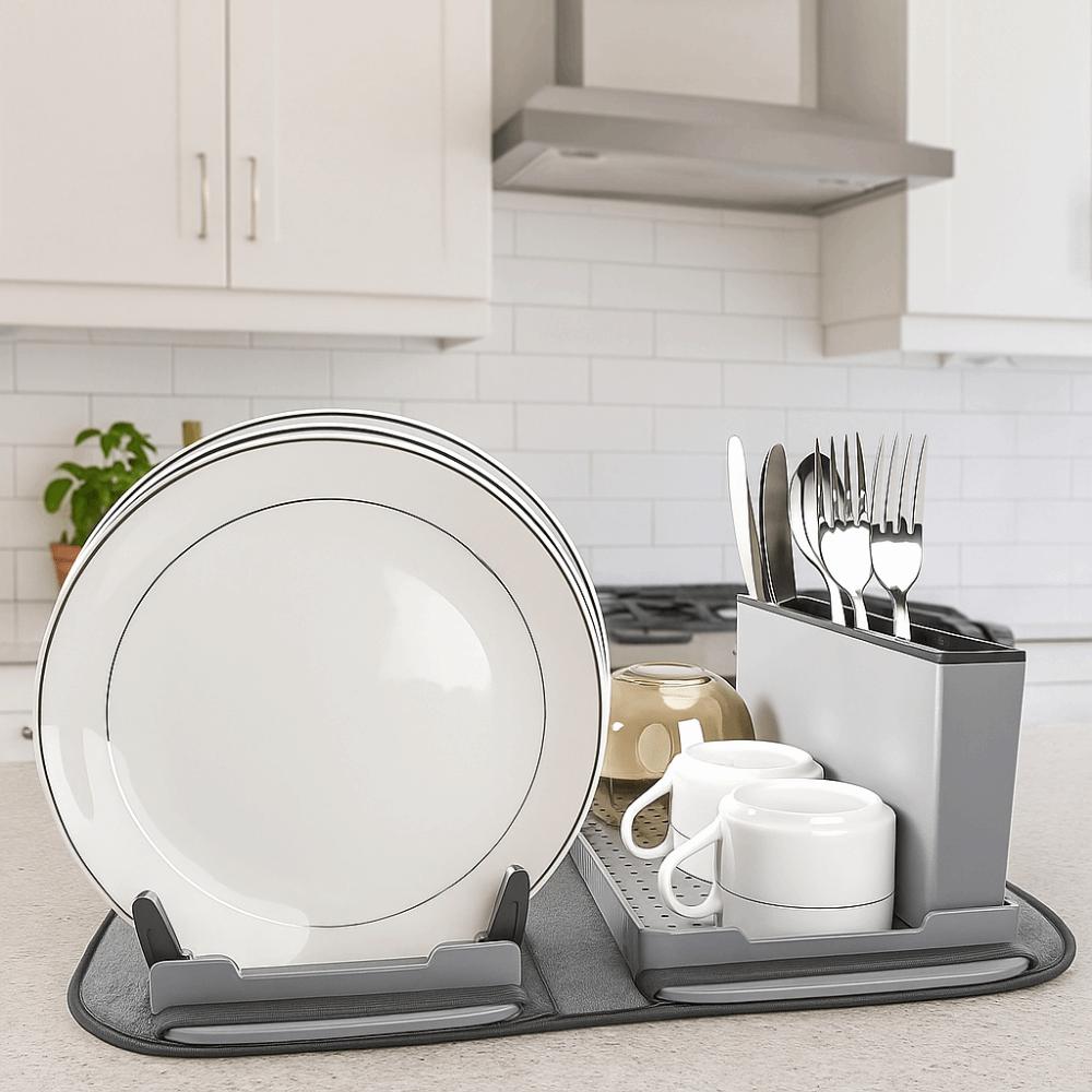 4 in 1 Dish Drying Rack Folding Kitchen Insulated Mat Universal Absorbent Pad  Countertop