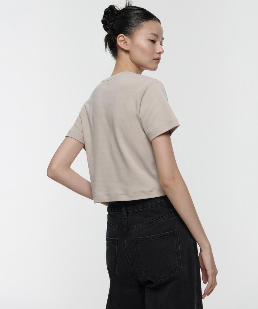 MUSINSA STANDARD WOMAN Women'S Crew Neck Crop T-Shirt [Mushroom]