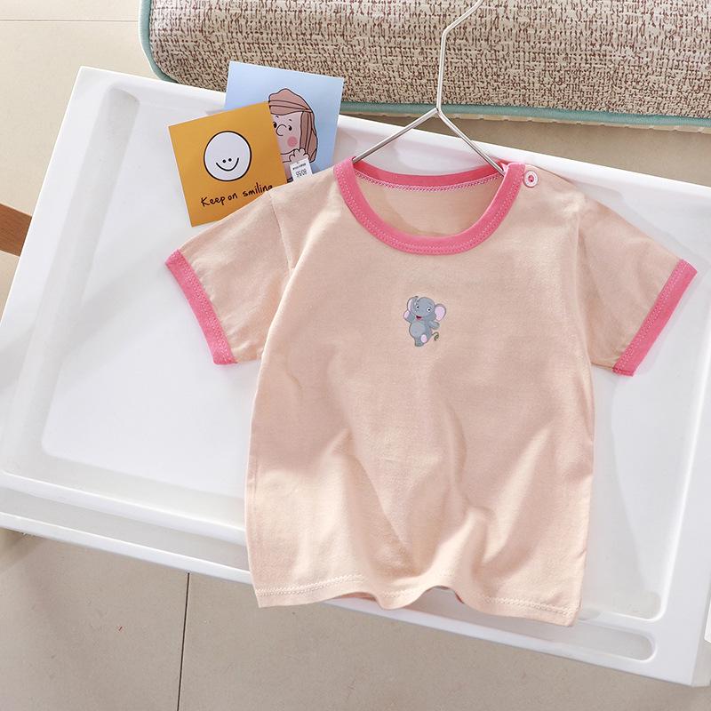 

Детская хлопковая футболка с рисунком: Летний топ с коротким рукавом для мальчиков и девочек, новый корейский стиль 80 cm