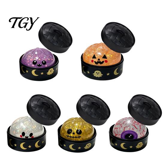 Stretchy TPR Toys for Sensory Play Halloween Bun Squeeze Toy with Steamer, Fidget Stress Ball, Spooky Ghost Relieving School Pumpkin Relief