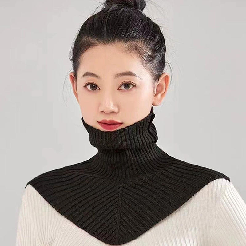 Knitted High Fake Collar Lapel Scarf Wool Detachable False Collar Neck Protection Cervical Winter Warm Scarf Decorative Scarves