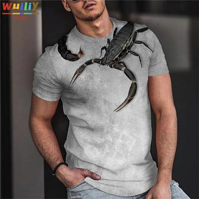 Scorpion Pattern T-shirt For Men Summer Poison Graphic 3D Print Tees Gray Sport Scorpio T Shirt Women/Men Novelty Hip Hop Tops