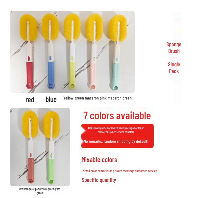 Daily Use Long Handle Bottle Scrubber Brush with Detachable Loofah and Foldable Design