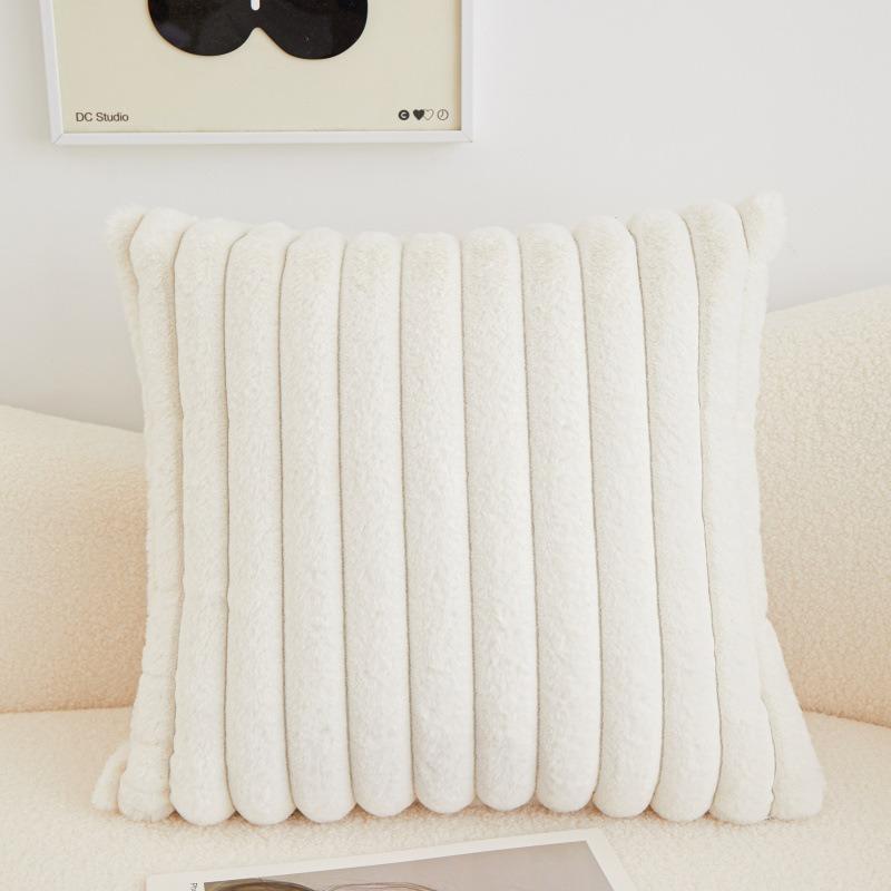 

1pc Multi-Color Striped Double-Sided Fur Pillow Cover High-Quality Plush Bed Pillowcase for Home Decor белый