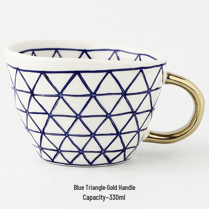 TrendFlow Geometric Gold Handle Ceramic Mug