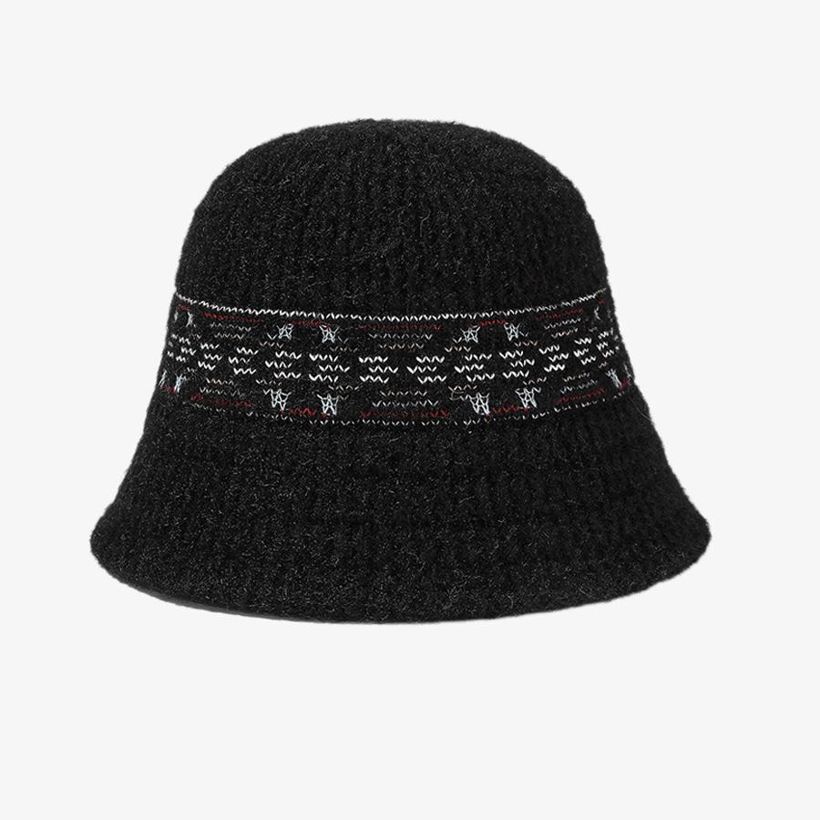 Vintage Color Jacquard Knitted Bucket Hat Women's Fisherman Hat