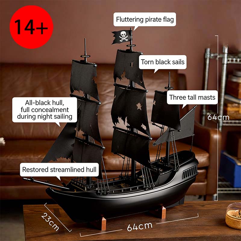 New 2862 Pcs Black Pirate Ship Building Blocks, Sailboat Bricks Toy, Ideal Kids Birthday & Holiday Gift