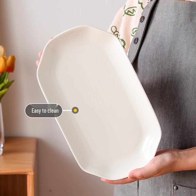 Цзяецзе А100 12-дюймовая белая фарфоровая тарелка для рыбы