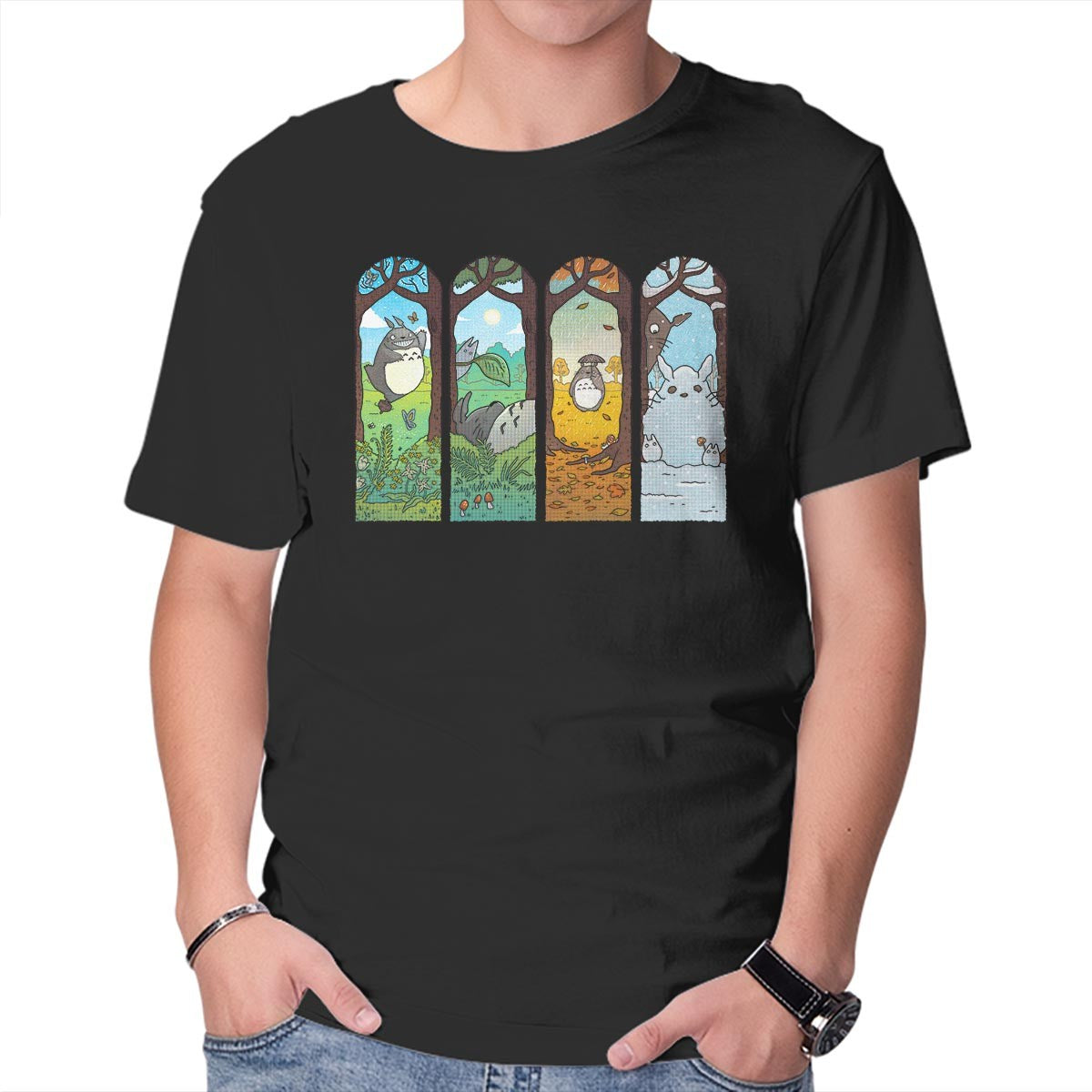 Unisex Crew Neck T-Shirt Spirit of the Seasons Graphic Short Sleeve Casual Tee XL