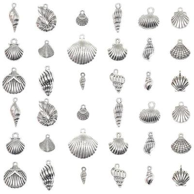 18-Piece DIY Alloy Marine Life Jewelry Set: Shell & Conch Pendants for Bracelets, Necklaces, and Earrings