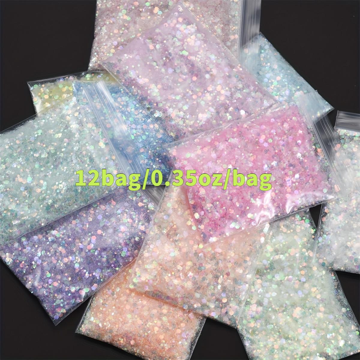 

Набор из 12 цветов с блестками – Крупные и мелкие переливающиеся хлопья, пакеты по 0,35 унции/10 г для искусства из смолы, ногтей, макияжа, поделок, фестивалей, ювелирных изделий и креативных проектов 0.35oz/10g/pack-12bag