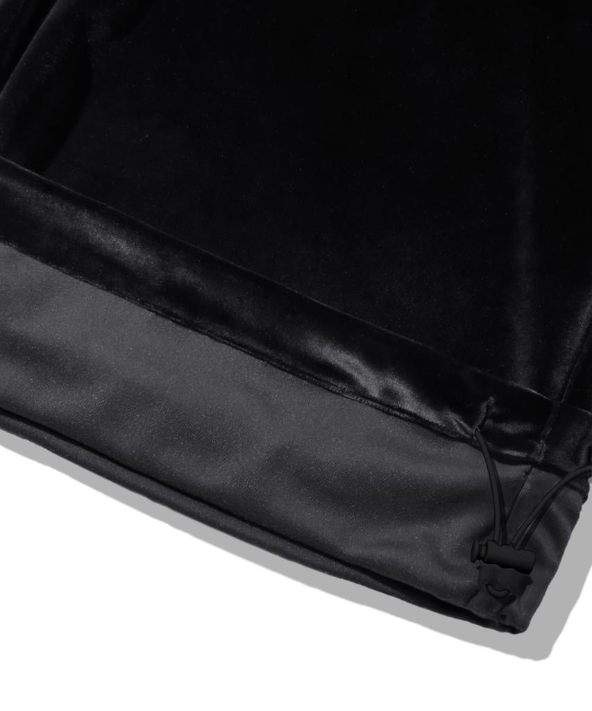 TRILLION Velvet Inverted Tuck Wide Pants [Black]