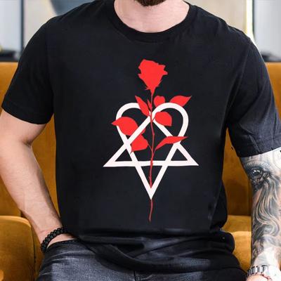 Him Band Ville Valo Heartagram Love Metal Tshirt Summer Mens Street Cotton Tshirt Trend Loose Shortsleeved Tshirt