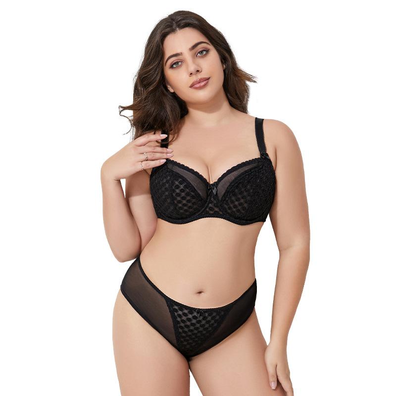 Thin Full Cup Set Underwear Panties for Large Breasts Anti-sagging and Gathered Bras for Large Sizes