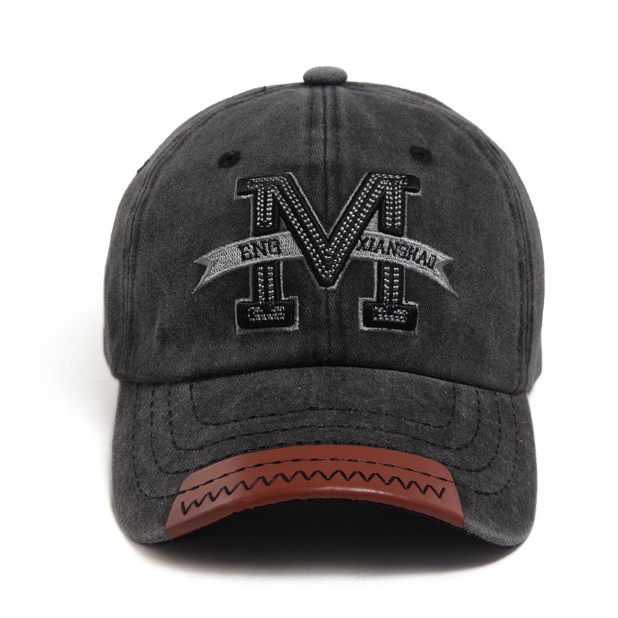 Großer M-Buchstabe 3D-Stickerei Baseballkappe Herren Vintage Weiches Oberteil PU-Lederbesatz Schirm Damenmütze Outdoor Freizeit Sonnenschutz Snapback
