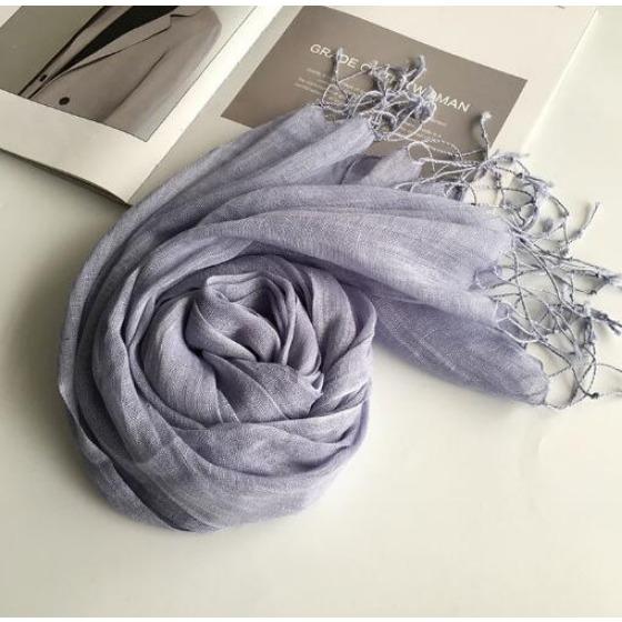 55*180cm Fashion Soft Solid Women 100% Linen Flax Tassel Scarf Summer Travel Sunscreen Long Shawl Elegant Hijab Women Foulard