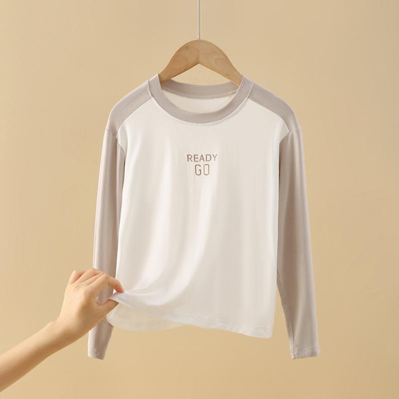 

Boys Long-Sleeve Letter Print Base T-Shirt for Kids & Teens - Spring & Autumn 110cm кавовий/вершковий