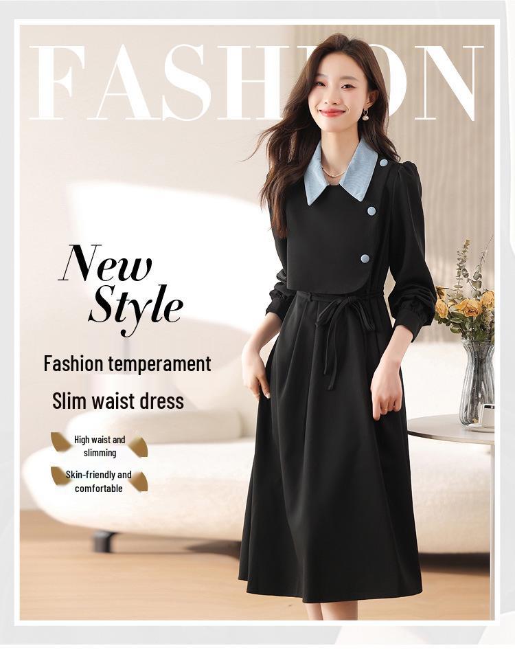 Azure Night Traveler Faux Two-Piece French Dress, 2026 Autumn/Winter Collection