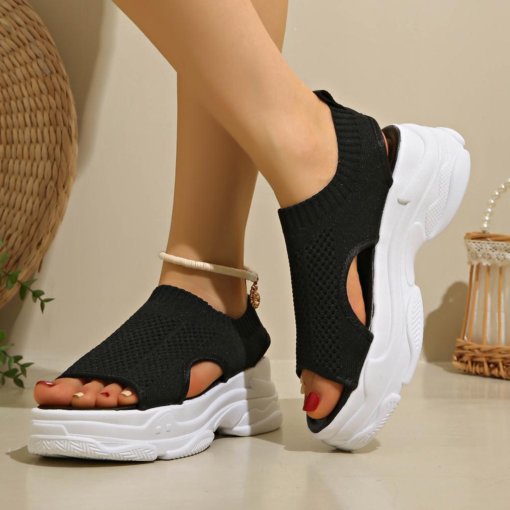 Fashion Plus Size 35-42 Fashion Women Platform Zapatos De Verano Mujer 2025 Designer Sandalias Mesh Hollow Summer New Sport Sandals