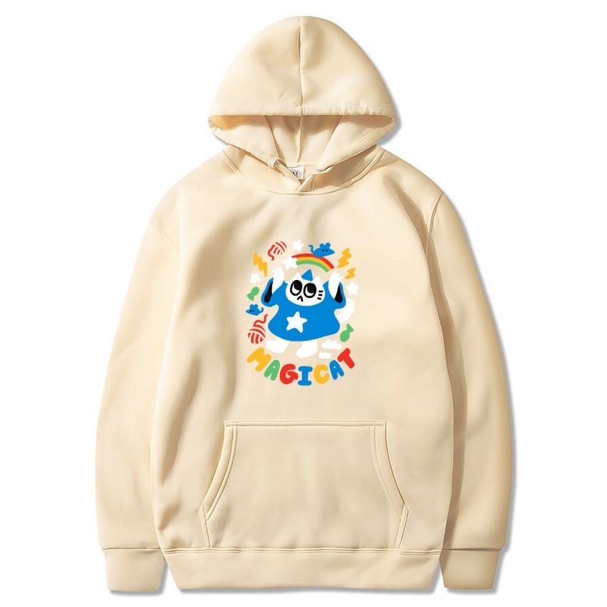 2025 Herbst/Winter Einfarbig Anime Katze Klassischer Hoodie Herren Täglich Lässig Harajuku Hoodie Y2K Streetwear Warmer Hoodie