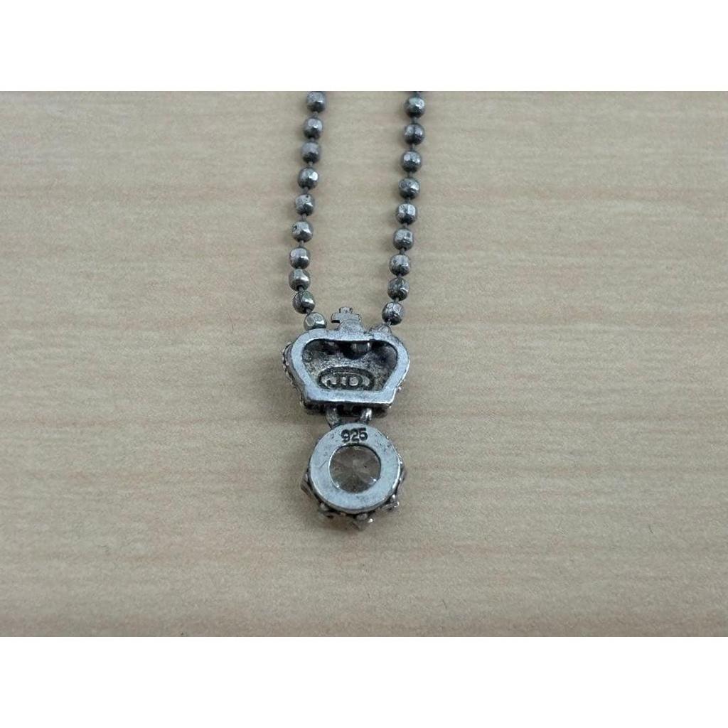 Used Justin Davis Crown Necklace Silver 925 Ball Chain