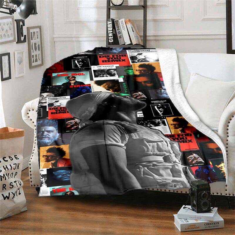 The customizable T-The Weeknd flannel soft blanket is suitable for home, bedroom, bed, sofa, travel, and children's use.