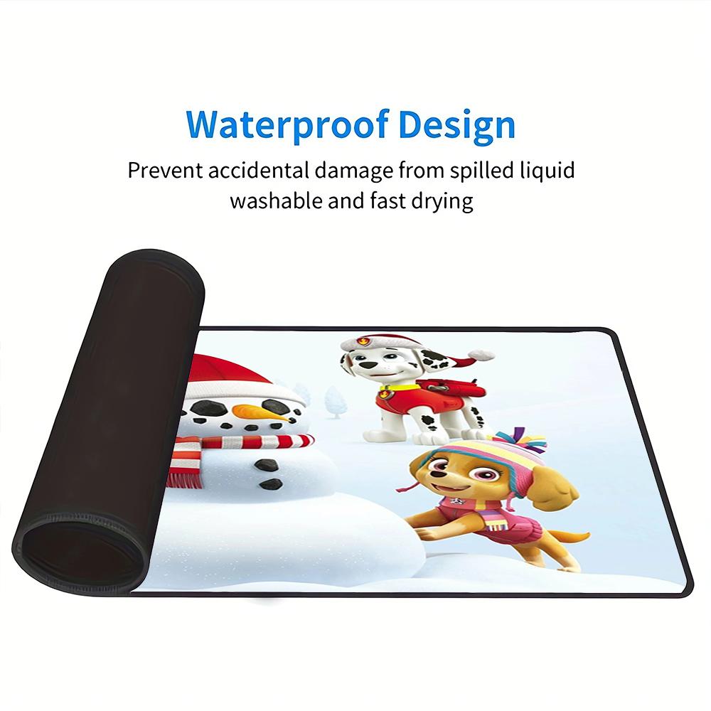 Winter Pups Build Snowman Large Gaming Mouse Pad Nonslip Rubber Base Waterproof Desk Mat For Office Pc Laptop