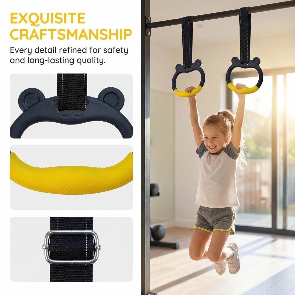 With Straps Gymnastic Rings Non-Slip Fitness Exercise Ring Pull Up Bar  Gymnastics Equipment