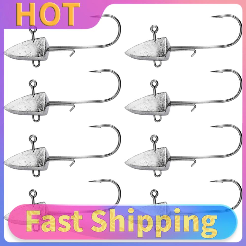 8 Pcs Dart Jighead Fishhooks Swimbait Hooks Worm Fishing Lure Hook Artificial Bait Fishing Tackle for Saltwater and Freshwater