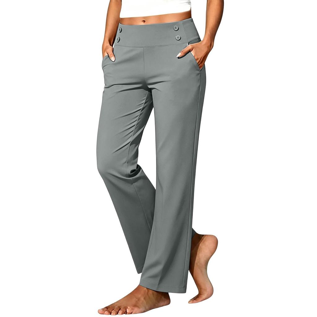 Women's Casual Loose Fit Pants with Elastic Waistband and Pockets