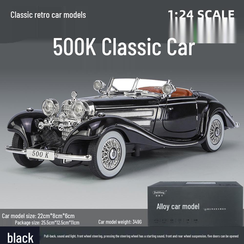 1/24 Mercedes-Benz 500K Modellauto aus Legierung mit Ton und Licht: Klassisches Retro-Ornament zum Zurückziehen, Geschenkbox zum Mittherbstfest