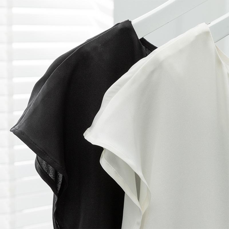 Women's Loose Silk Mulberry Short-Sleeve T-Shirt - Korean Style Sleeveless Summer Top