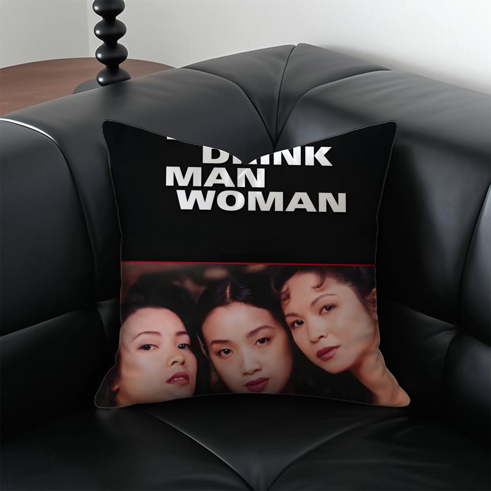 Classic And Nostalgic EEat Drink Man Womans Cushion Cover Pillow Case Antidustmite Invisible zipper silky plush cushion