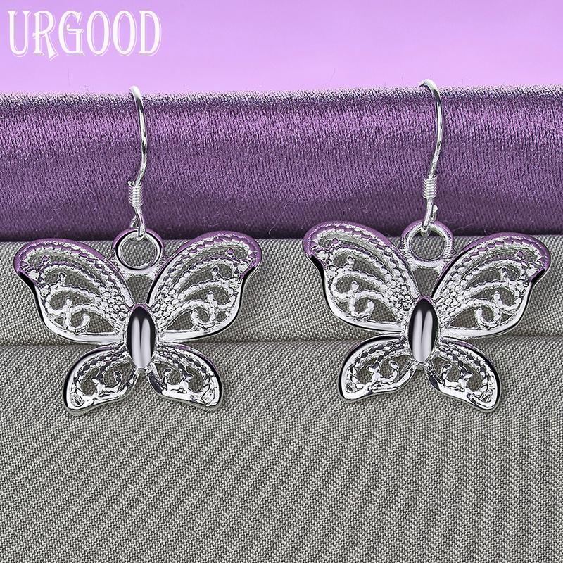 925 Sterling Silver Hollow Butterfly Earrings Fashion Jewelry
