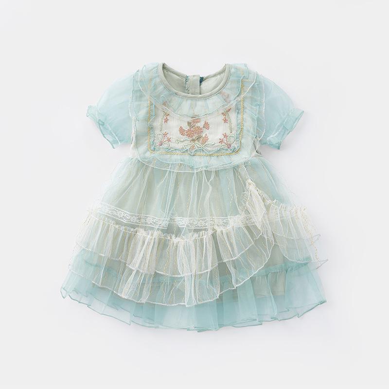 

Сетчатое платье принцессы для девочки на лето 2025 - Наряд на первый день рождения малышки Tag 90 зелёный