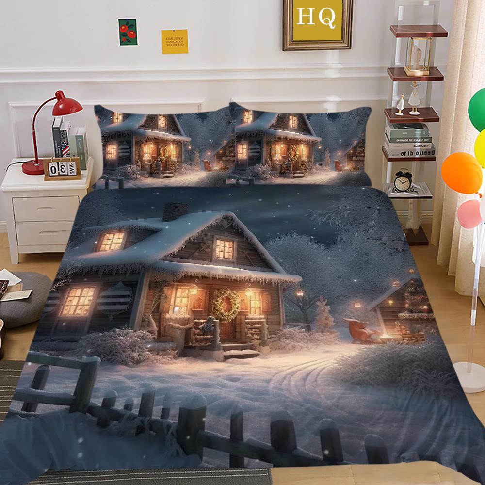 Christmas Printed Bedspreads Twin Size Microfiber Bedding Cover Teens Luxury Design Fashion Duvet Cover Set