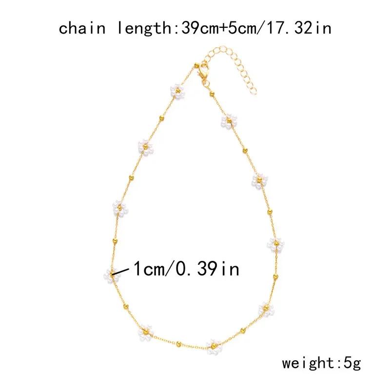 Pulseiras Flor de Cristal Imitação Pérola Doces Fofas para Mulheres Cor Dourada Moda Corrente Pulseira com Pingente Colar Joias