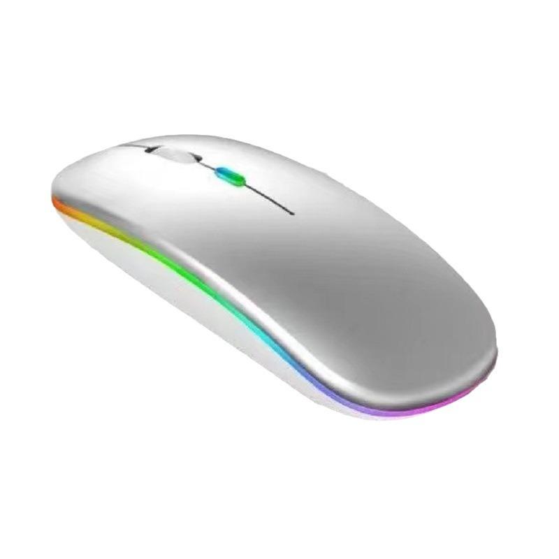 Dual Mode Silent Bluetooth & 2.4G Wireless Mouse for Apple Laptops - Rechargeable, Office-Ready, Glowing Design