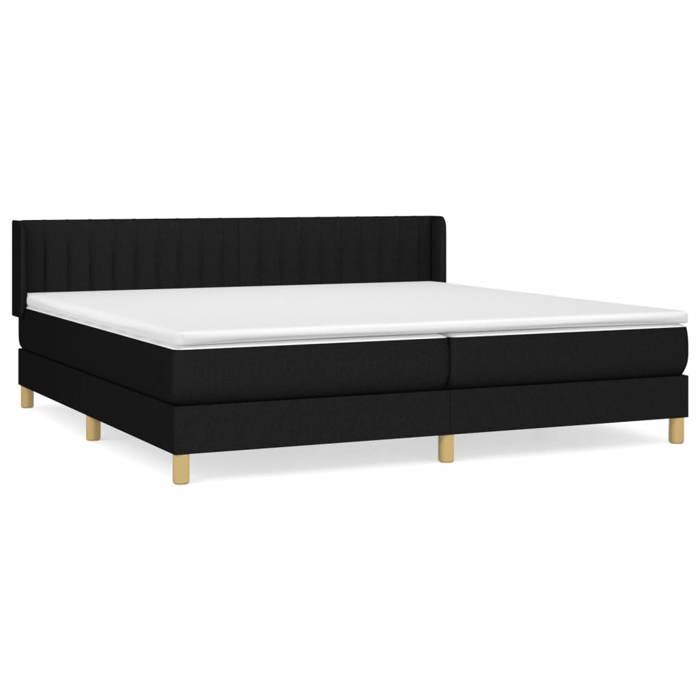 3130459 vidaXL Lit à sommier tapissier avec matelas Noir 200x200 cm Tissu