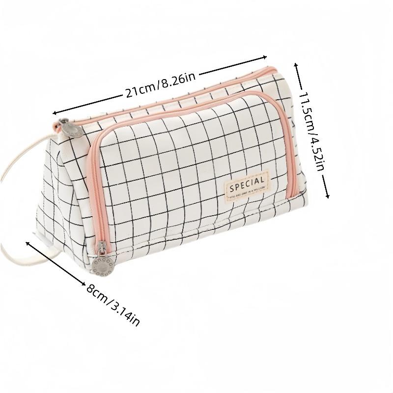 Student Stationery Organizer Storage Bag Canvas Triangle Stationery Box Large Capacity Portable Pencil Pouch