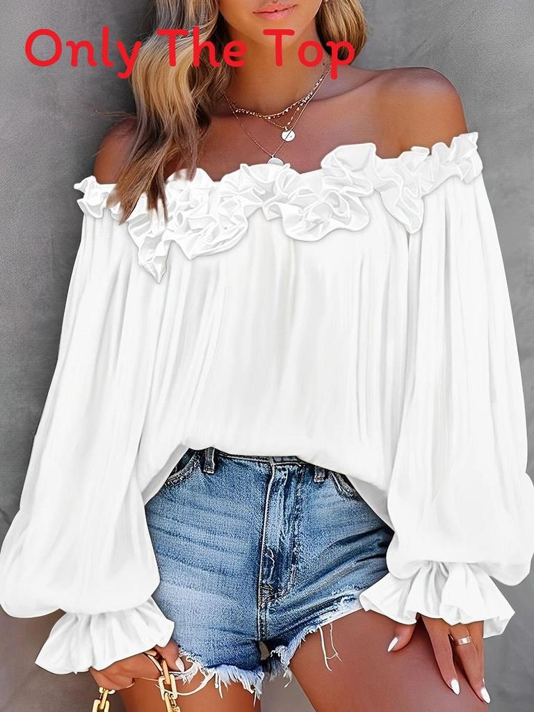 Relaxed Fit One Shoulder T Shirt With Ruffle Sleeves For Casual Wear