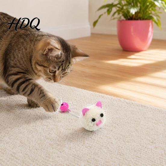 Cat Scratching Toy Plush Mouse Ball Soft Fluffy Ball with Bell Kitten Teething for Indoor Cats Boredom Relief Interactive Play Hunting