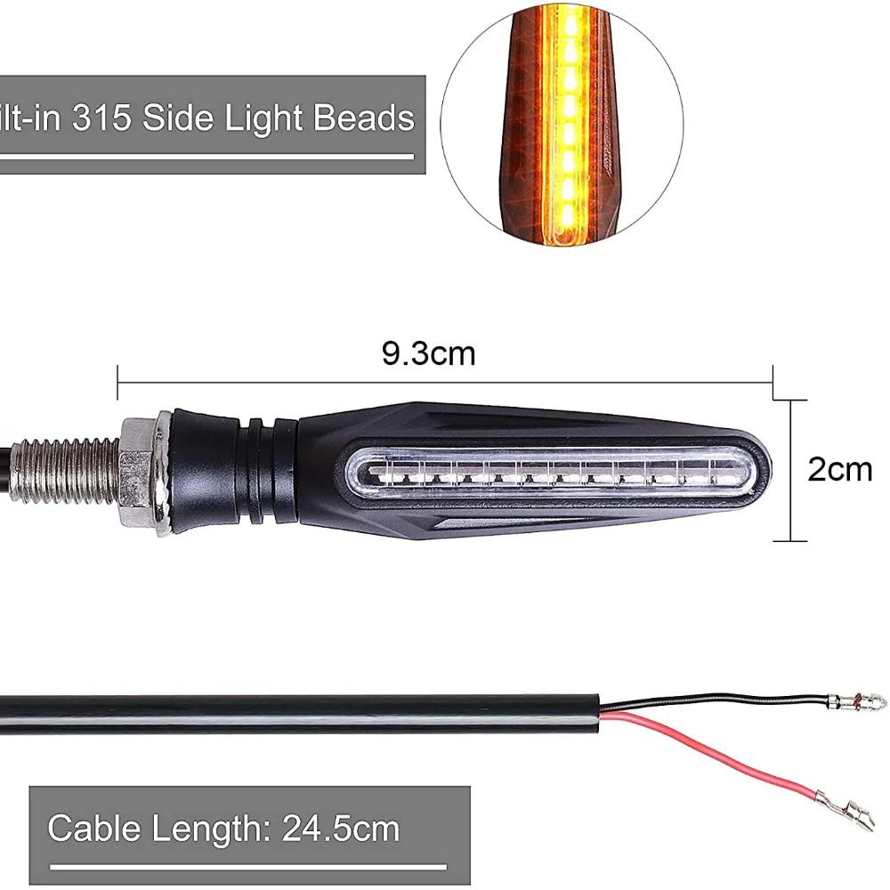 2/1PCS LED Motorcycle Turn Signals Light 12 SMD Tail Flasher Flowing Water Blinker IP68 Bendable Motorcycle Flashing Lights