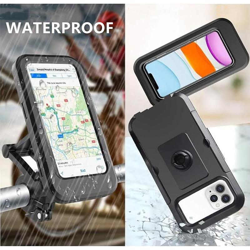 Universell vanntett sykkel motorsykkel telefonholder for Samsung iPhone Xiaomi mobil styrefeste stativ 360° justerbart berøringsskjerm deksel