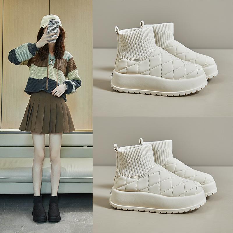 Ankle Boots for Winter Women Casual Comfort Warm Quilted Shoes Woman Plus Plush Thick Sole Snow Boot Padded Shoes Footwear Botas