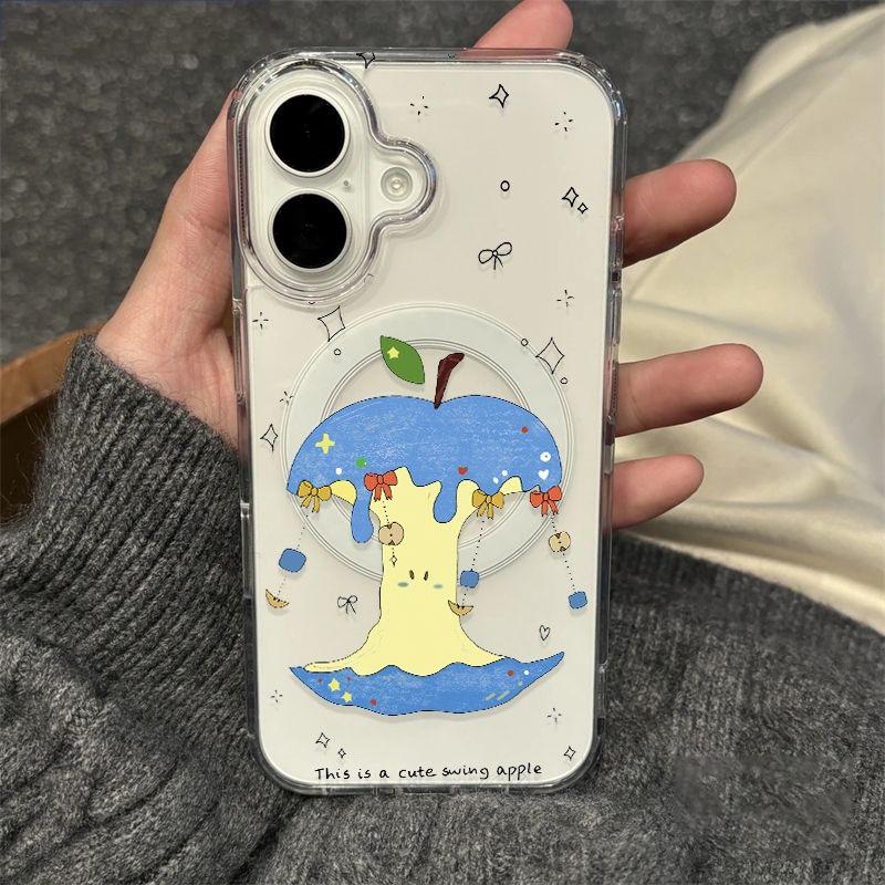 

Blue Rotating Apple iPhone Case for 17 Pro Max, 16, 15, 14, 13 Pro & 11 - Acrylic Cartoon Design iPhone 14 Pro