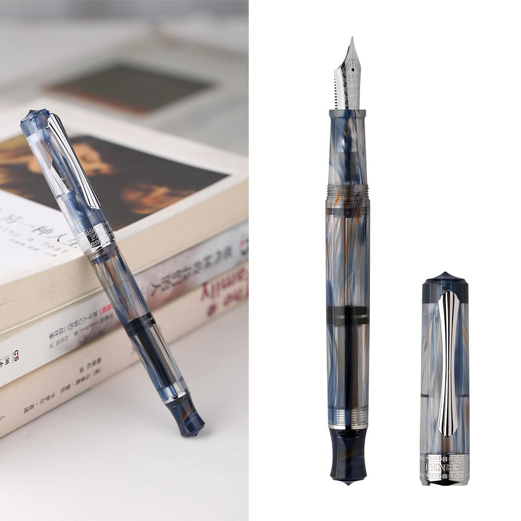 PENBBS 470 Vacuum Filling Fountain Pen Blade/Round Nib Pen Large Capacity Transparent Acrylic Business Writing Gift Pen