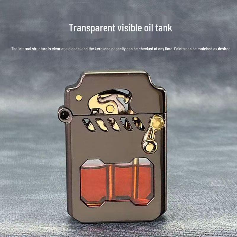Zorro Cyber Mecha Kerosene Lighter with One-Key Ejection and Transparent Rocker Arm - Classic Gift for Men